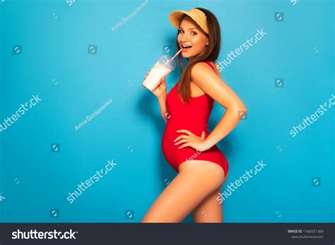 Sexy Brunette Pregnant Woman Long Hair Stock Photo Shutterstock