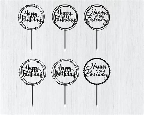 Birthday Cake Topper Svg Bundle Circle Frame Svg Wedding Etsy UK