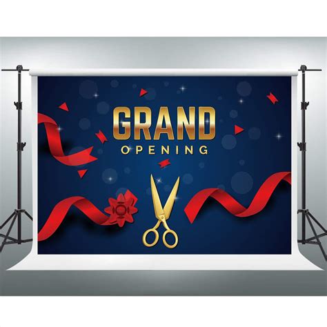 Buy Grand Opening Ribbon Cutting Backdrop Golden Scissors Red Ribbon