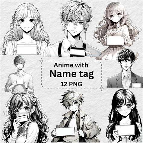 Sketch-style Anime Characters With Name Tags L Name Plate - Etsy