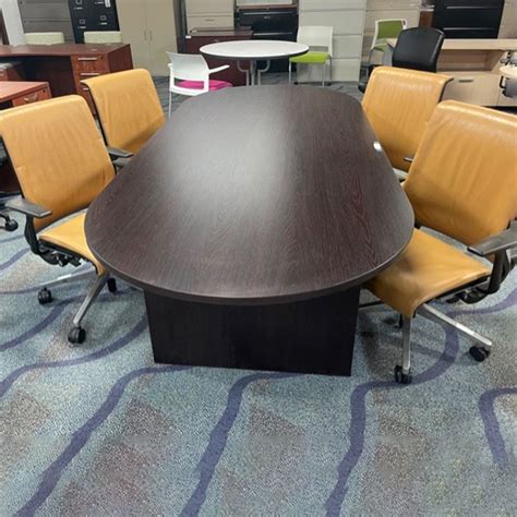 Espresso Racetrack Conference Table 8 Foot Direct Office Solutions