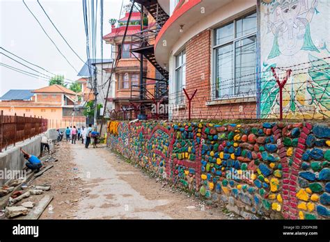 Colorful Dirty And Dusty Street And Area In Sinamangal Kathmandu