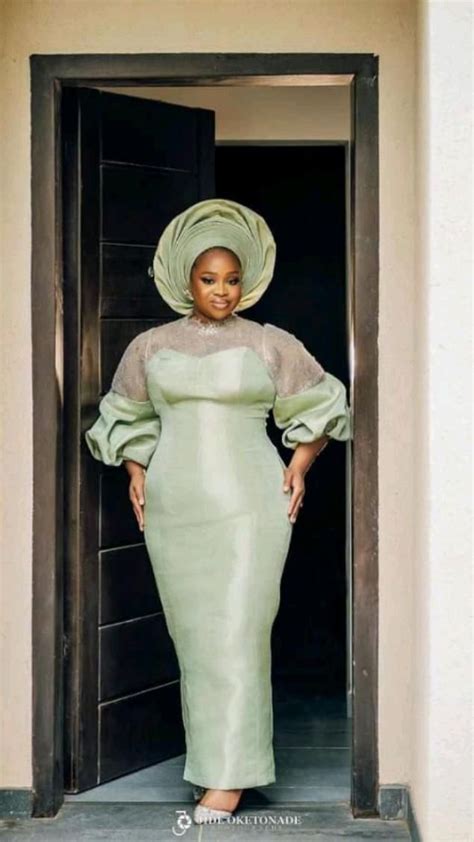 Beautiful Mint Green Aso Oke Traditional Bridal Outfit Yoruba Wedding