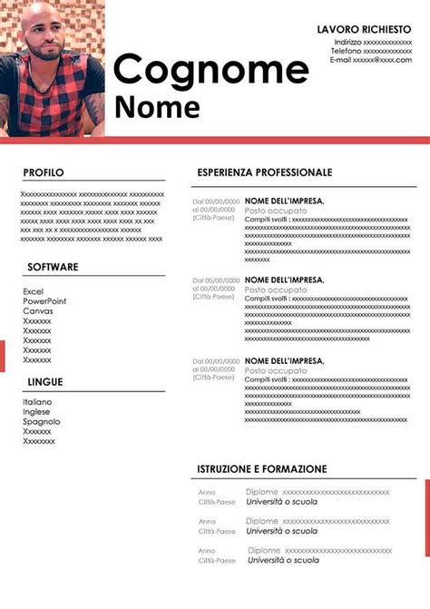 Curriculum Vitae Pronto Da Stampare Gratis Modello Cv Word