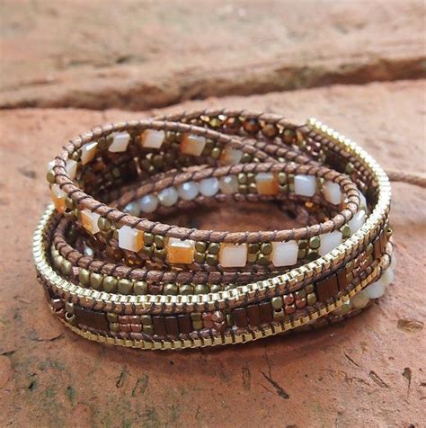 Times Wrap Bracelet Brown Crystal Beaded Mix Boho Bracelet Bohemian