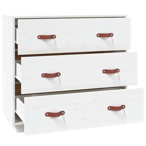 Buffet Bas ZERODIS Bois Massif De Pin Blanc 80x40x75 Cm 3