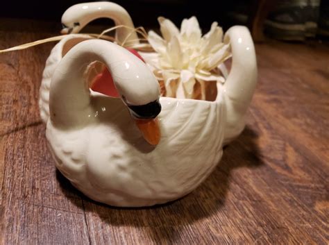 Circle Of Swans Porcelain Bowlplanter Made In Japan Etsy Fun Decor