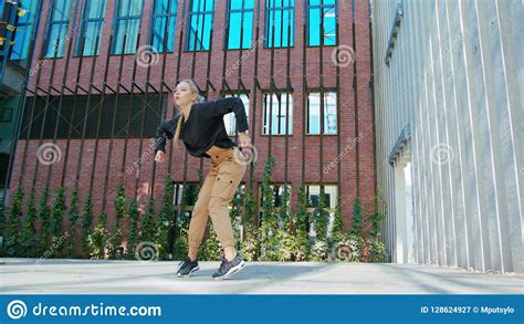 Girl Performs Modern Hip Hop Dance On The Streets Stock Image Image