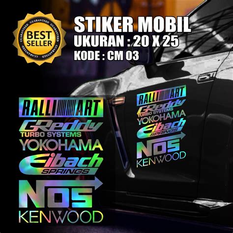 Jual Stiker Sticker Set Racing Mobil Murah Keren Ralliart Greedy Nos