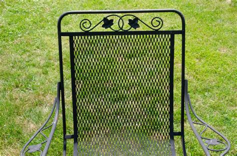 Wrought Iron Mesh Patio Chairs And Accent Table Ebth