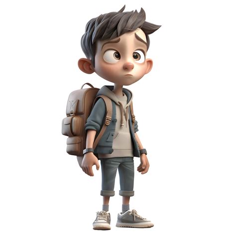 Curious 3D Student boy with magnifying glass on white background PNG