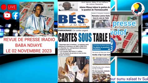 Revue De Presse Walf Fm Iradio Wolof Baba Ndiaye Du Vendredi 03