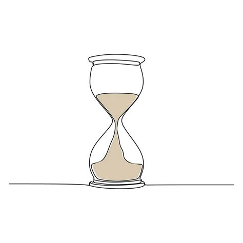 One Line Drawing Continuous Design Of Sand Clock On White Background