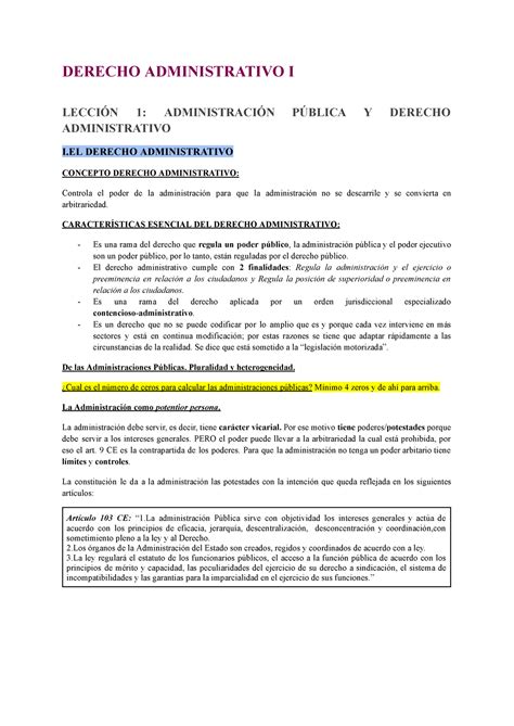 Dret Administratiu I Apuntes Derecho Administrativo I Lecci N