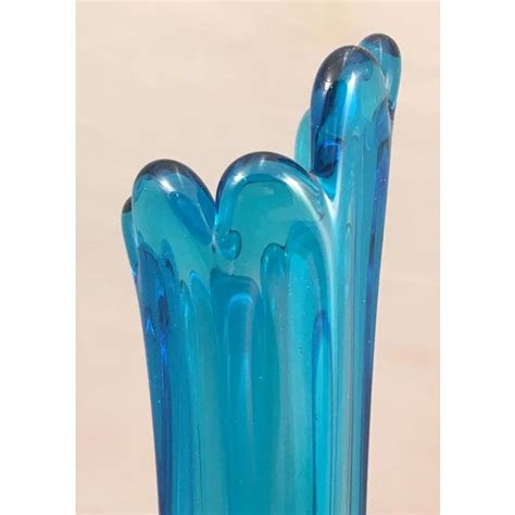 Mid 20th Century Vintage Viking Blue Stretch Glass Vase Chairish