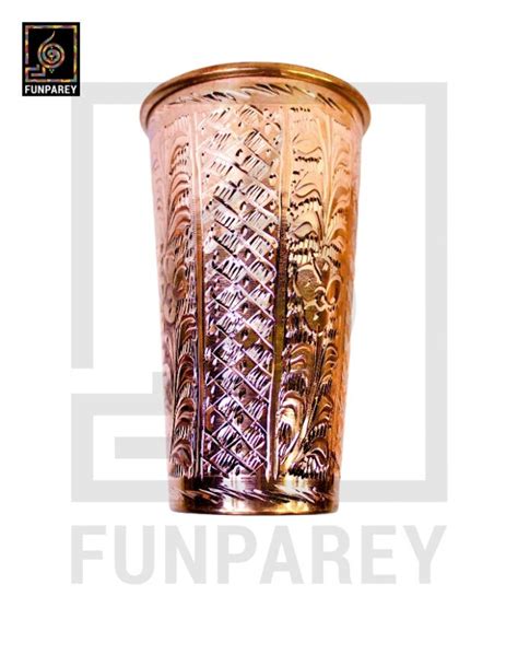 Premium Copper Drinking Glass Large Engraved Funparey