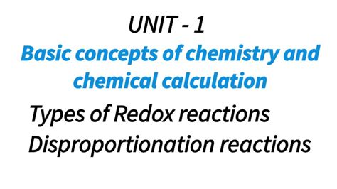 Disproportionation Reactions Types Of Redox Reactions Basic Concepts Of Chemistry Class 11