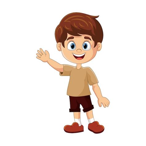 Premium Vector Vector Cartoon Cute Boy Waving Hand