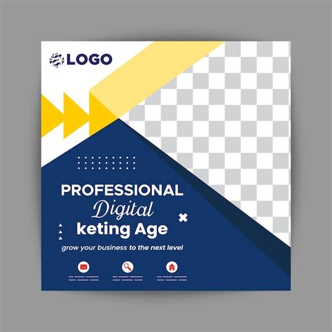 Une Affiche Bleue Et Jaune Qui Dit Digital Professionnel En Tête