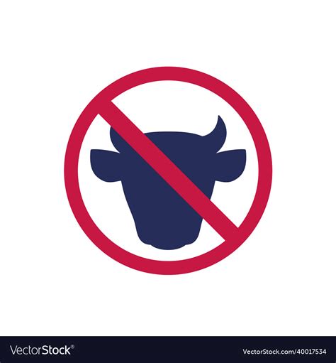 No Cattle And Cows Sign Royalty Free Vector Image