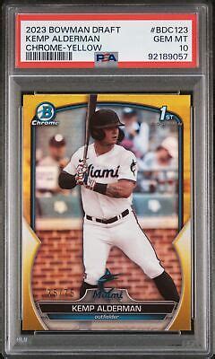 Kemp Alderman Bowman Draft Chrome Yellow Refractor Card Bdc