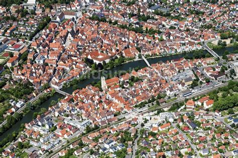 Luftbild Rottenburg am Neckar Stadtansicht am Ufer des Flußverlaufes