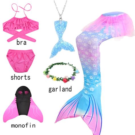 Trajes de sirena para niños bañador de Bikini con aleta traje de baño