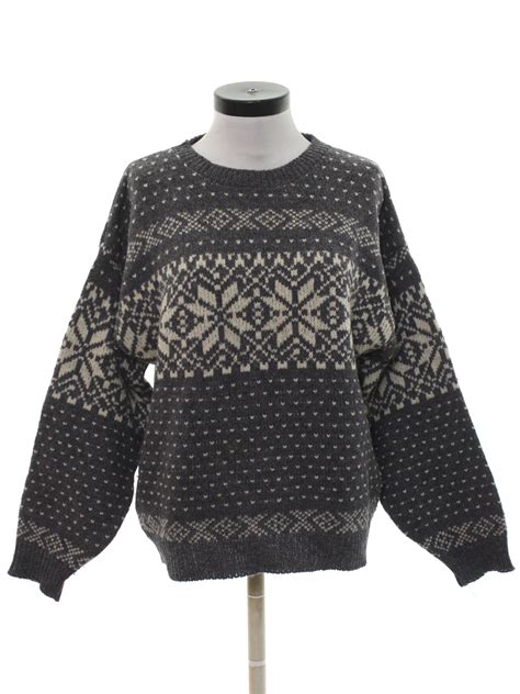 Eddie Bauer 90s Vintage Sweater 90s Eddie Bauer Womens Heather Charcoal And Winter White