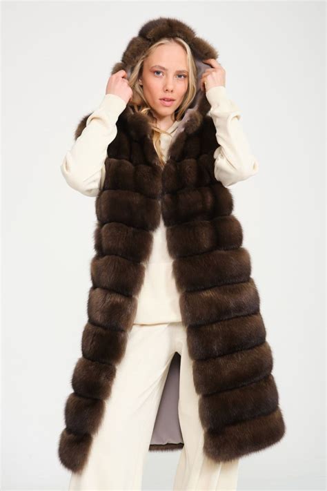 Women Adamo Sable Brown Sable Fur Vest Marancs