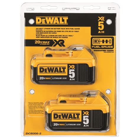 Dewalt Xr 20 Volt Max 2 Pack 5 Amp Hour 5 Amp Hour Lithium Power Tool Battery Kit In The Power