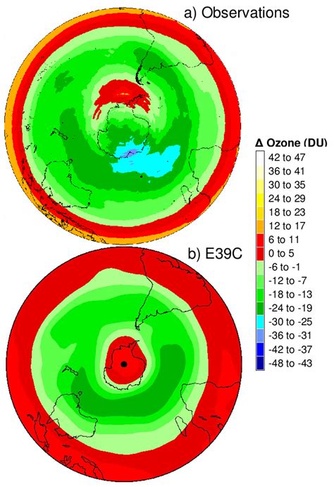 A Observed And B Modelled Annual Mean Differences In Southern