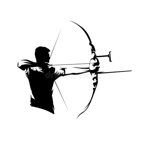 Archery, Archer Athlete Shooting Arrow, Isolated Vector Silhouette ...