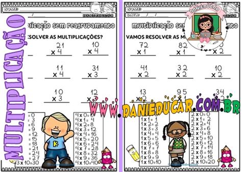 Multiplicação Simples - Atividades de Matemática - multiplicação simples - Dani Educar