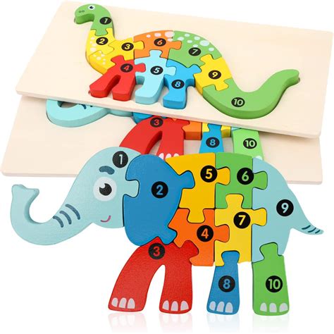 OOTSR Hölzerne Tierpuzzles für Kleinkinder 1 Stück Elefanten Puzzle und