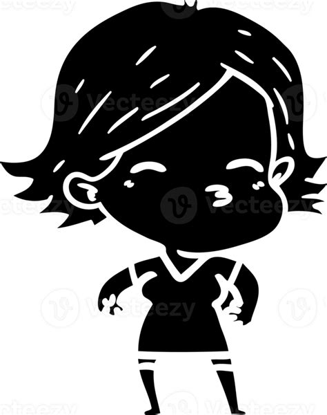 Cartoon Woman Solid Black Icon 45454811 Png