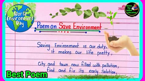 Poem On Save Environment In English Environment Day Poem Poem On