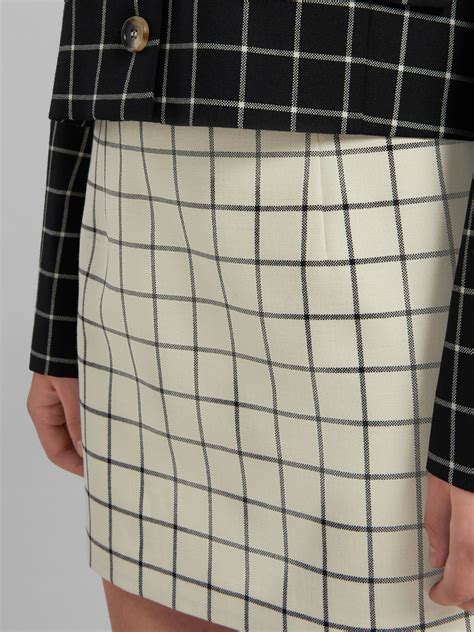 White Checked Wool Mini Skirt Marni