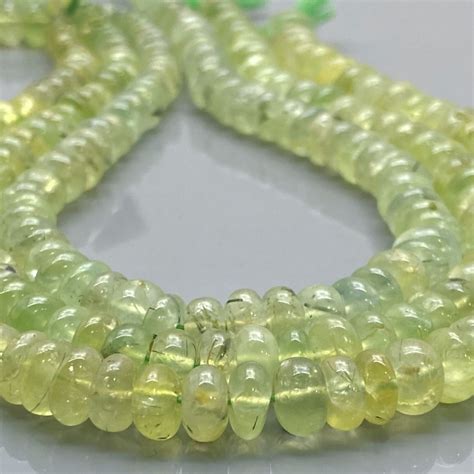 Natural Prehnite Mix Size Smooth Rondelle Gemstone Beads Strand