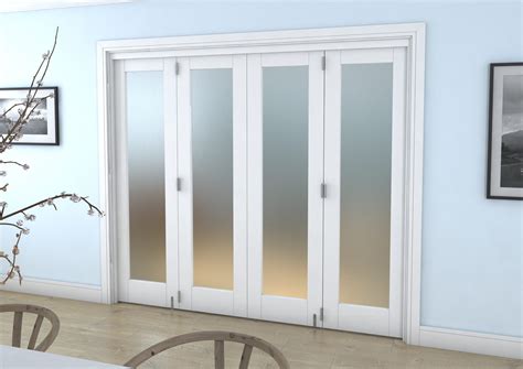 White P10 Frosted Roomfold Grande 2400mm 4 + 0 Set Bifold Doors At