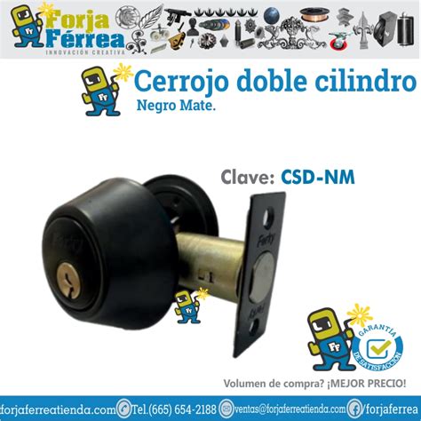 Cerrojo Doble Cilindro Negro Sat N Mx Forja F Rrea Tienda