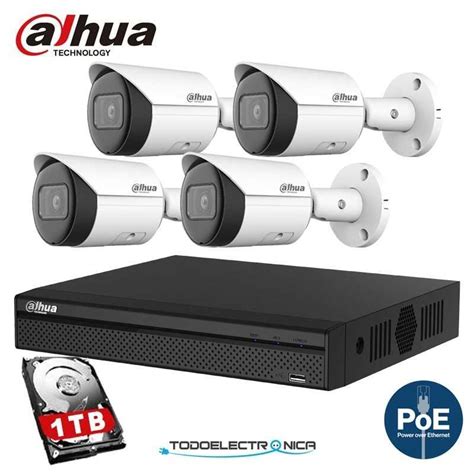 Kit PoE de 4 cámaras IP de 4 mpx con grabador y disco duro Disco Duro 1 TB