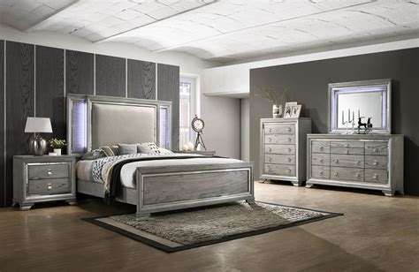 B474 Q Veneer Light Grey 5 Piece Queen Bedroom Set Luchy Amor Furniture