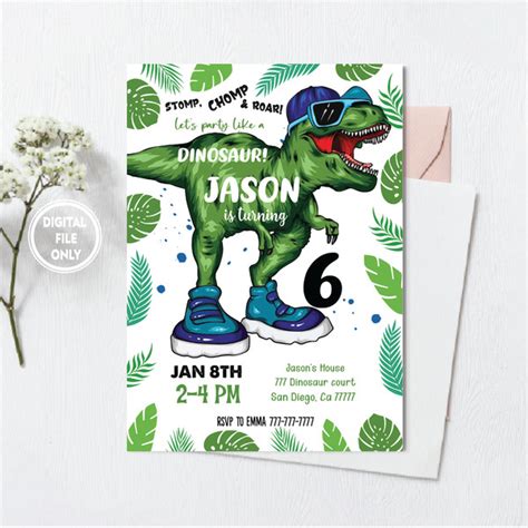 Personalized File Dinosaur Invitation Png, Dinosaur Birthday | Inspire ...