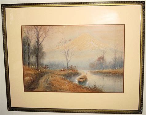 Japanese Watercolor Painting Of A Landscape From Dynastycollections On