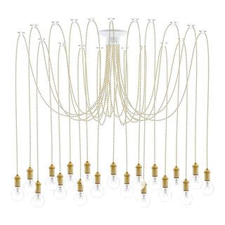 Beige And Brass Spider Chandelier Industrial Chandeliers By