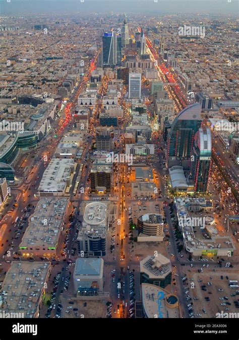 RIYADH - FEBRUARY 29: Aerial view of Riyadh downtown on February 29, 2016 in Riyadh, Saudi ...