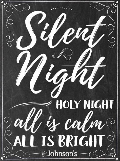 Silent Night Sign Silent Night Decor Silent Night Chalkboard Etsy