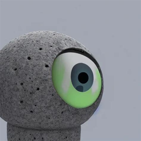 A Stone With Googly Eyes Detailed 3 D Render On Top Stable