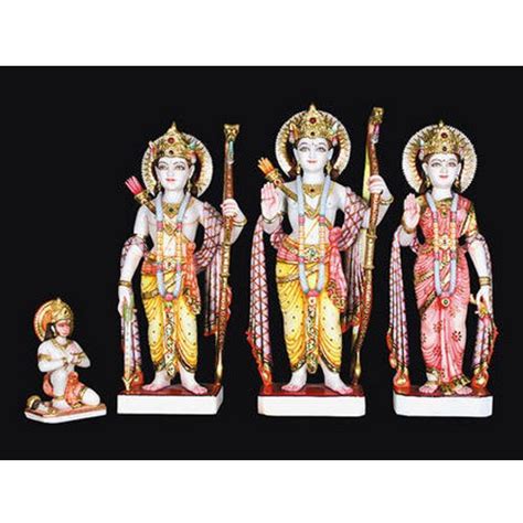 Multicolor Painted Ram Darbar Marble Statue For Worship Size 4 6