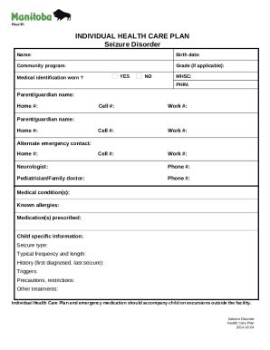 SEIZURE DISORDER ASSESSMENT Signature Doc Template PdfFiller